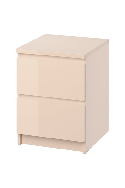 AZOZ MERCHLY خزانة ذات درجتين، برتقالي فاتح/لامع، 40 × 55 سم