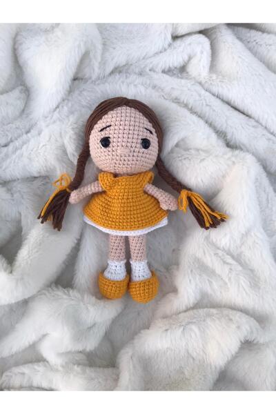 ELARAKNİTS HANDMADE دمية أميجورومي على شكل طفلة بلون البندق الأصفر
