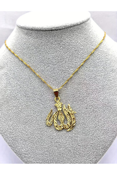 REKS Saf Zarafet: Özel Dokulu Allah Yazılı Altın Renk Kolye – Zamansız ve Anl...