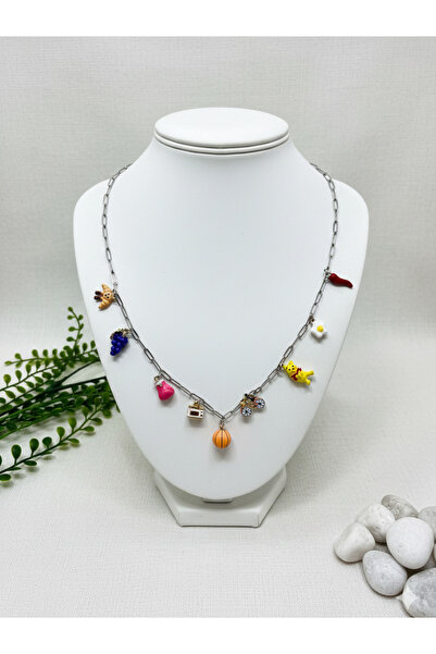 Betüştakıevi Hobby Themed Charm Necklace -Silver