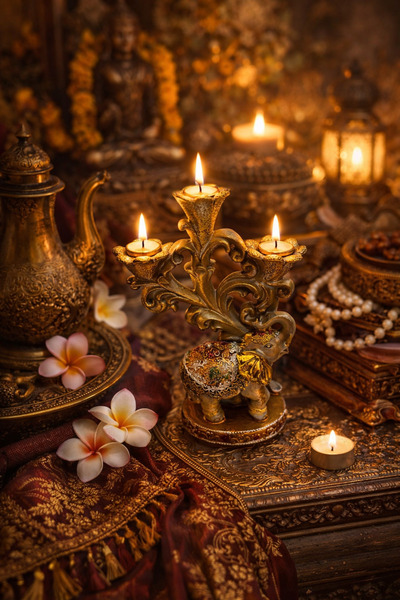 seymenbıçakçılık Fil Desenli Dekoratif Mumluk – Klasik Şamdan | Mumlar Dahil ...