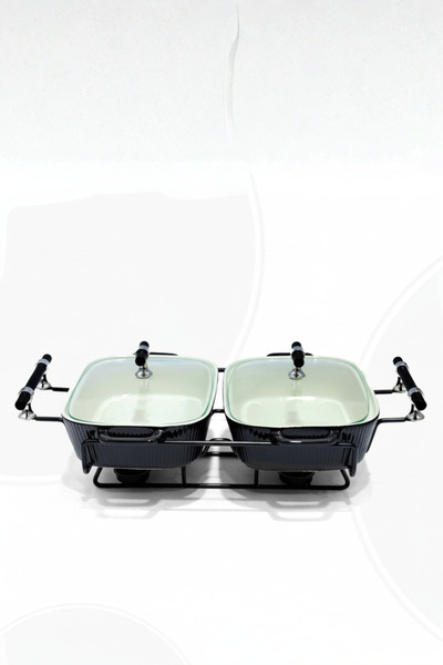 Generic Buffet warmer, rectangular double serving dish, 11.5 cm, with a modern and elegant design.