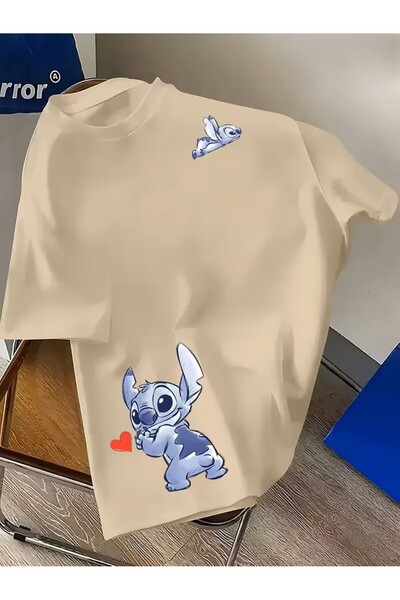 oneagılyazı Stitch Printed T-Shirt Stylishly Designed