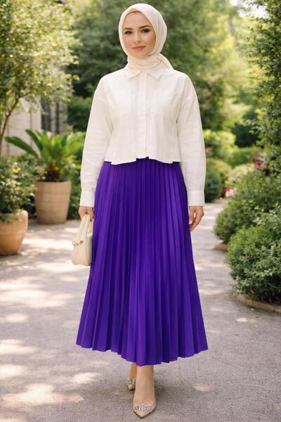 ÇALIŞKAN MODA Leather Looking Tightly Stitched Elastic Skirt