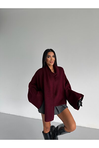 Lamierra Soft V-Neck Women's Knit Sweater with Shawl Detail