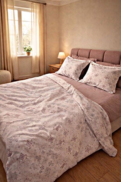 Bizdenuygunuyok 100% Cotton Double Size Fitted Sheet Duvet Cover Set – 4 Pill...