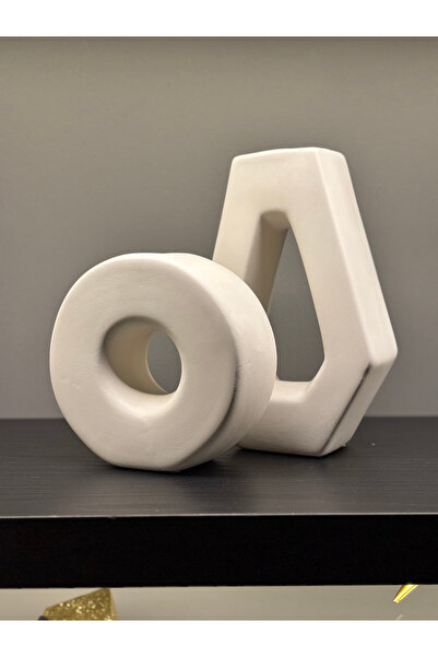 Nun Studio مزهرية ديكور هندسية حديثة باللون الأسود الغامق - طقم (قطعتان)