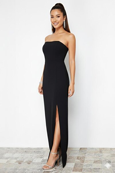 Rora Black Bodycon Woven Long Stylish Evening Dress