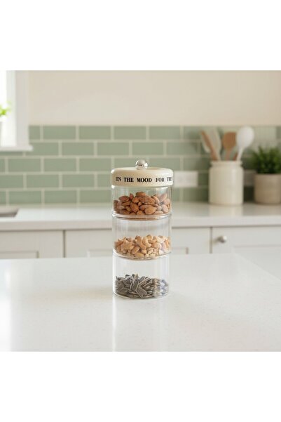 Suo Home Mood 3-Tier Cream Glass Snack Bowl