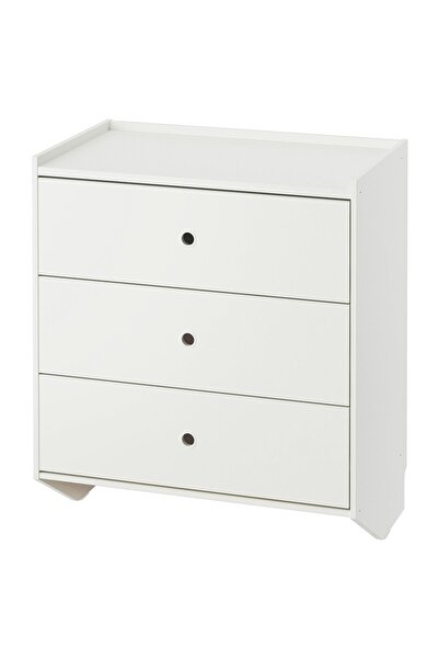 AZOZ MERCHLY خزانة بثلاثة أدراج، بيضاء اللون/تُعلق على الحائط، 69 × 78 سم