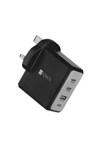 ADMOS AM-808PD 65W Multiport 2 x USB-C & USB-A Power Adapter