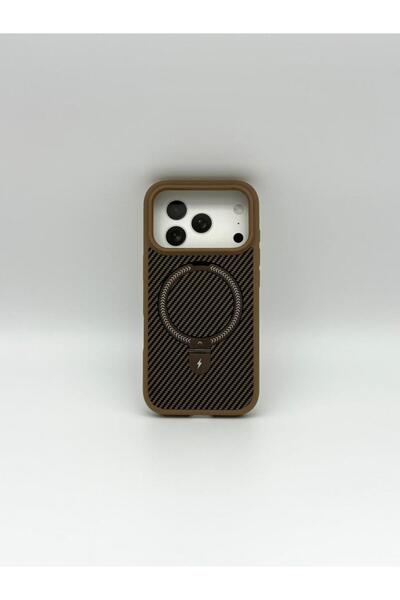 GENERAL Luxury Carbon Fiber Texture Case for iPhone 17 Pro - MagSafe Compatible with Foldable Kickstand