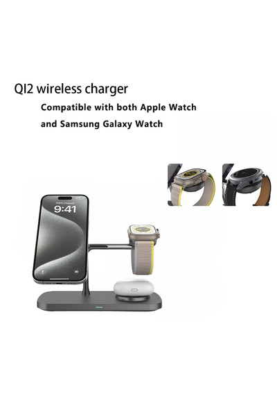 Choice QI2 T255-Black 3 in 1 Wireless Charger Stand For iPhone 12/13/14/15/16...