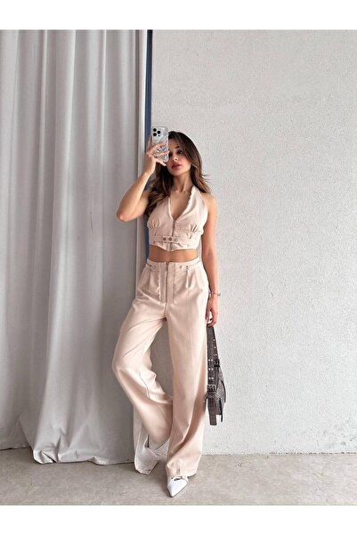 hillone Atlas Fabric Vest Pocket Pants Suit Stone