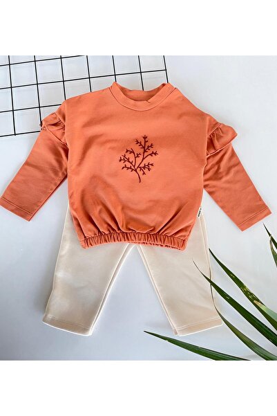 Bebbek turuncu kız bebek 2'li kışlık takım