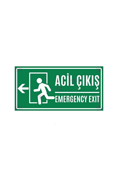 Hayg Equipment Emergency Exit Sign Left Direction – Dekota Emergency Exit Door Direction Sign - 12.5X25 cm
