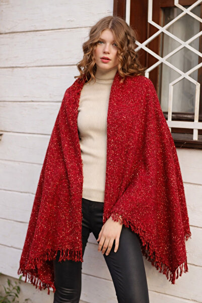 laviyonsa Silvery Thick Textured Shawl & Scarf