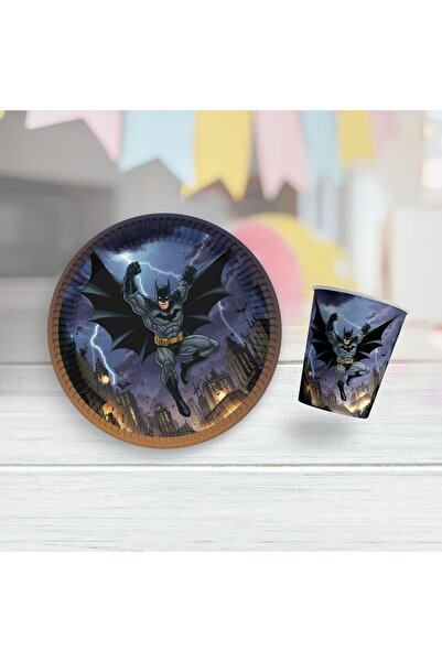 MFM Σετ πιάτων και ποτηριών με θέμα τον Μπάτμαν για 8 άτομα