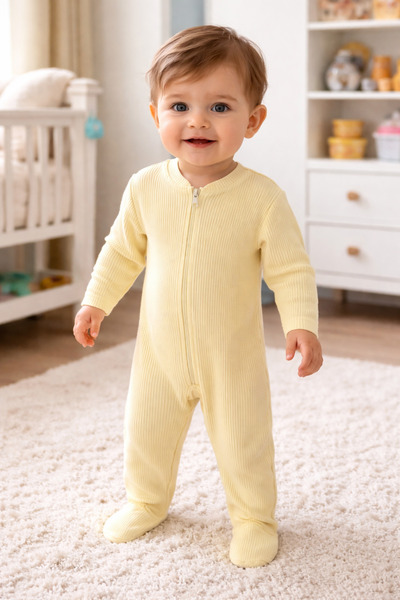 Butik Yenidoğan Fermuarlı Fitilli Tulum – Yumuşak Dokulu, Rahat ve Şık Bebek ...