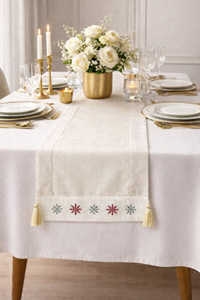 STUDIO HOME DESIGN Runner - Özel El Yapım Kaneviçe - Keten Kumaş -