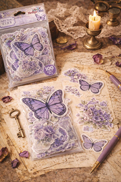 hediyeofisi Hediye Ofisi 100’lü Şeffaf Sticker – Vintage Bullet Journal & Scr...