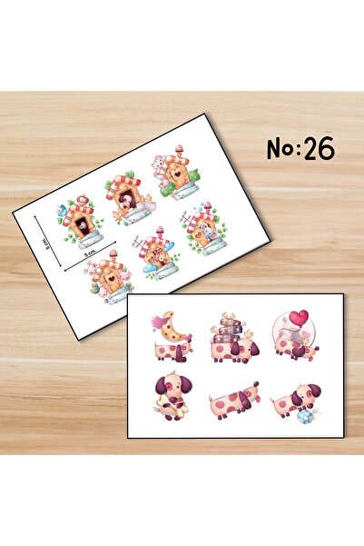 Sevimli Kulübeler & Tatlı Köpekler Kiss Cut Sticker Seti (12 Adet)