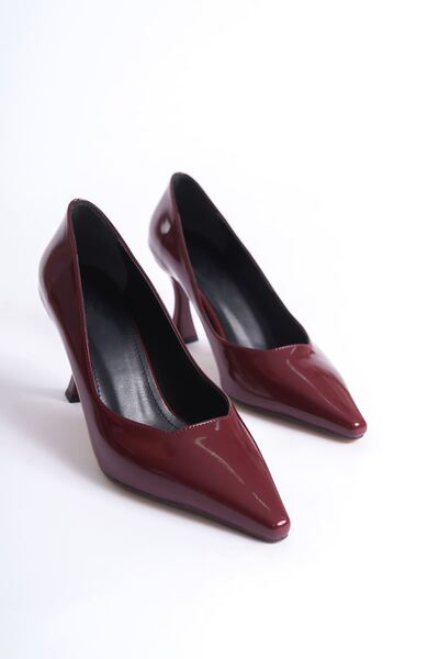 aczagul butik Cordelia Women's Burgundy Patent Leather Stiletto