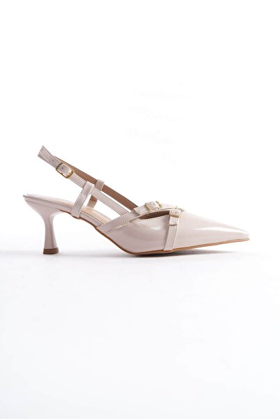 özssa Women's Beige Patent Leather Heeled Shoes Tr08Ms17B