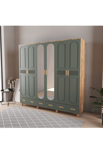 Teen & Bright DOVA 6 KAPAKLI ÇEKMECELİ GARDIROP - MDF KAPAK