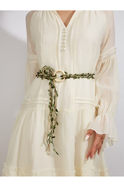 Fiyonks Atölye Special Design Belt with Leaf Detail, Women's Stylish Design Belt