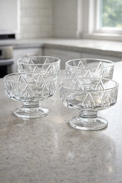 Urbanza Premium 4-Piece Cut-Design Glass Dessert Serving Cups