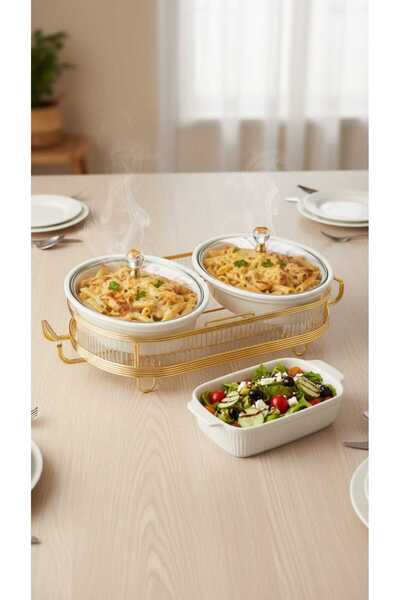 Generic Buffet warmer, oval double serving dish, 12cm, with a unique and elegant design.