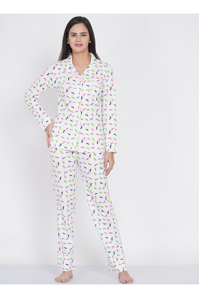 LAUREN SMITH Women's Pajama Set Full Sleeve Top with pants 2 Piece Sleepwear ...
