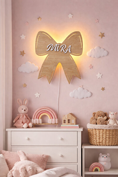 Lazerika İsme özel kurdelalı çocuk gece lambası