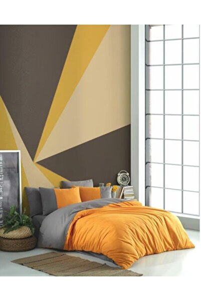MarDyHome Kingsize Poplin Duvet Cover Diamond Orange Anthracite