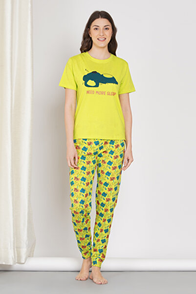 LAUREN SMITH Women's Pajama Set Short Sleeve Top with pants 2 Piece Sleepwear...