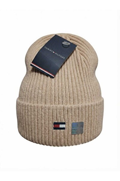 Tommy Hilfiger Striped wool blend hat, Unisex, One Size, Beige