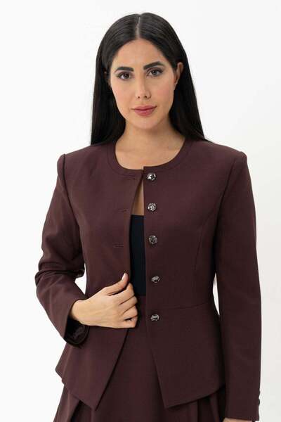 Borncelebs Burgundy Fitted Blazer Jacket