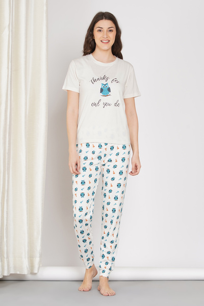 LAUREN SMITH Women's Pajama Set Short Sleeve Top with pants 2 Piece Sleepwear...