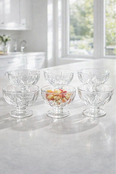 Urbanza 6-Piece Elegant Glass Dessert Cup Set with Footed Base
