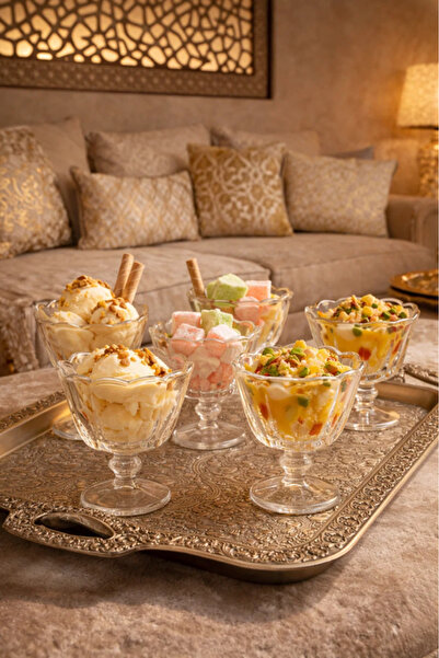 Urbanza 6-Piece Set Clear Glass Dessert Cups with Foot – Fluted Elegant Design