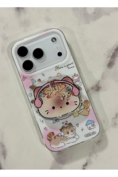 HYPERSOFT Iphone 16 (6.1 inç) Uyumlu Stant Olabilen Popsocketli Desenli Slım ...