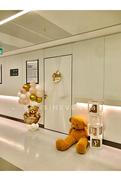 cansınevent Hastane Odası Kapı Süsleme Balon Seti / Krem Beyaz Gold / 25 Adet