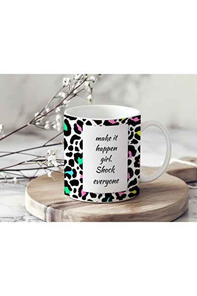 Beramussa كوب Make It Happen Girl Shock Everyone – كوب بنمط الفهد الملون - هد...