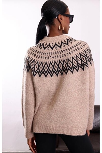 CADDELAMODA Women's Patterned Oversized Sweater