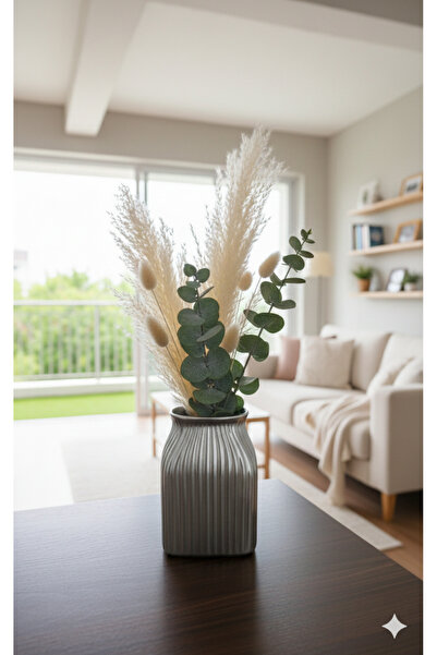 Velorahomee Bohemian Style Corrugated Design Gray Vase