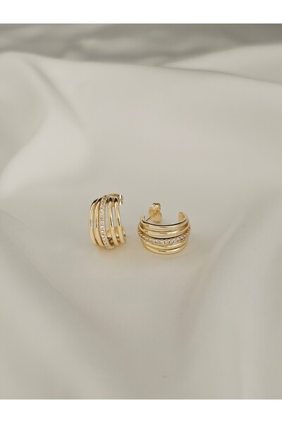Zivazer Store Kadın kararmaz CM JEWELRY marka 14 k altın renginde taşlı küpe