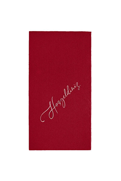 Story 40X40 cm Rose Rose Leaf Welcome Patterned Pack of 16 Burgundy Colored P...