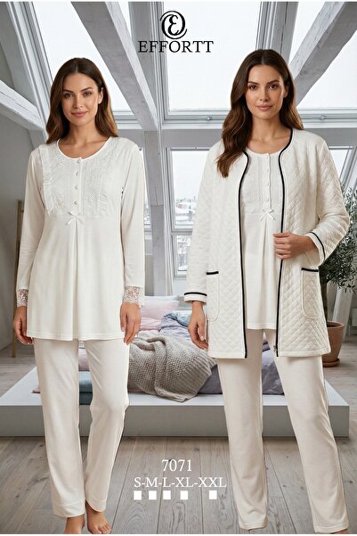 EM&FA TEKSTİL Pregnant Maternity Pajama Set with Robe
