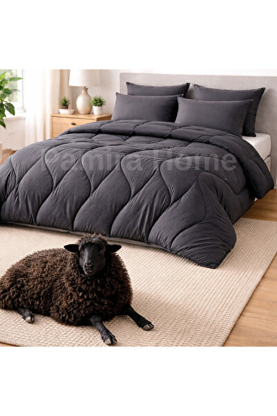 Pamira Home لحاف مزدوج من صوف الميرينو 100% - مناسب لجميع الفصول، حشوة من الصوف الطبيعي المقاوم للتعرق